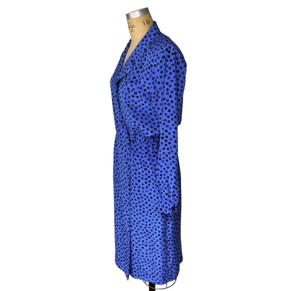 Vintage 80s Blue Collared Secretary Cinched Dress Liz Claiborne - Picture 4 of 4
